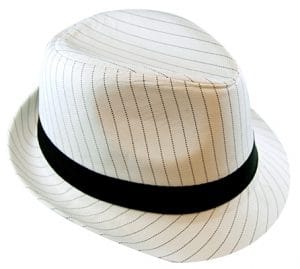 Deluxe White Pinstripe Gangster Trilby Hat