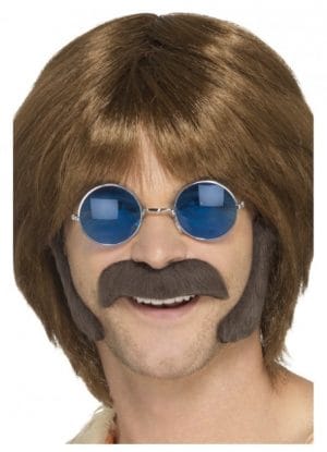 Brown Moustache B0008BR - image Hippie-Disguise-Set-Brown-300x415 on https://www.abracadabrafancydress.com.au