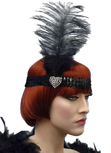 Crystal Heart Black Flapper Headband 1920's Headpiece Feather - image Flapper-Headband-Crystal-Heart-Black-Flapper-Headband on https://www.abracadabrafancydress.com.au