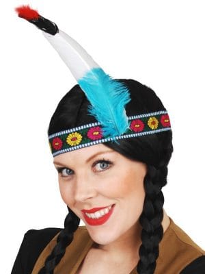 Indian Headpiece Blue & Red Feathers with White Tips - image Indian-Headpiece-Single-Feather-300x400 on https://www.abracadabrafancydress.com.au