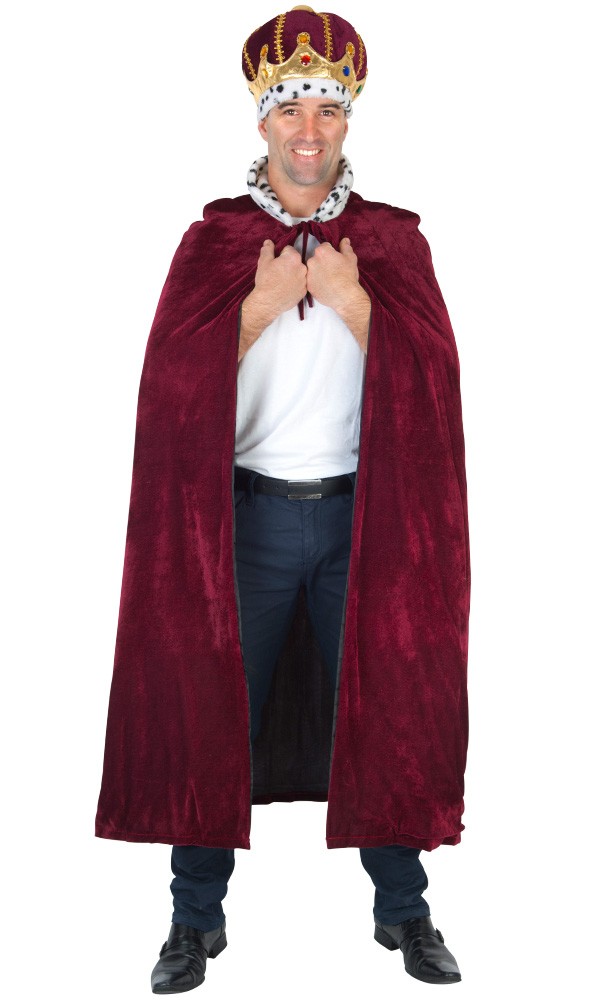 King or Queen Burgundy Cape with Snow Leopard Collar Robe Gown ...