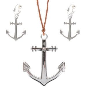 Non Piercing Earrings Jewelry Kit - image Necklace-Earrings-Anchor-Silver-300x300 on https://www.abracadabrafancydress.com.au