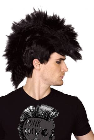 Punk Mohawk Wig - Rainbow and Black Goth Punk Rock - image Black-Punk-Rocker-Mohawk-Wig-300x448 on https://www.abracadabrafancydress.com.au