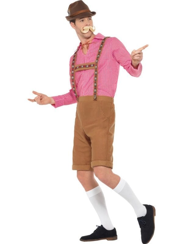 Brown Lederhosen Bavarian Beer Man German Oktoberfest Costume With Red Checked Shirt - image Mr-Bavarian-Costume-2-600x800 on https://www.abracadabrafancydress.com.au