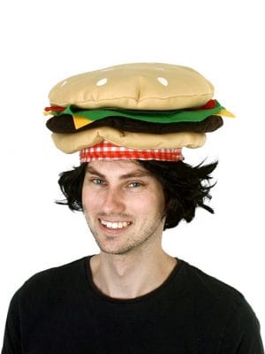 Gru Set Striped Scarf Latex Bald Cap Fake Nose Wig Cap Cosplay Character Despicable Me Minion Minions - image Hamburger-Hat-300x400 on https://www.abracadabrafancydress.com.au