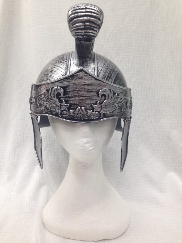 Silver Roman Gladiator Greek Soldier Warrior Helmet Soldier Centurion Armour Plastic Party Hat - image sr1-600x800 on https://www.abracadabrafancydress.com.au