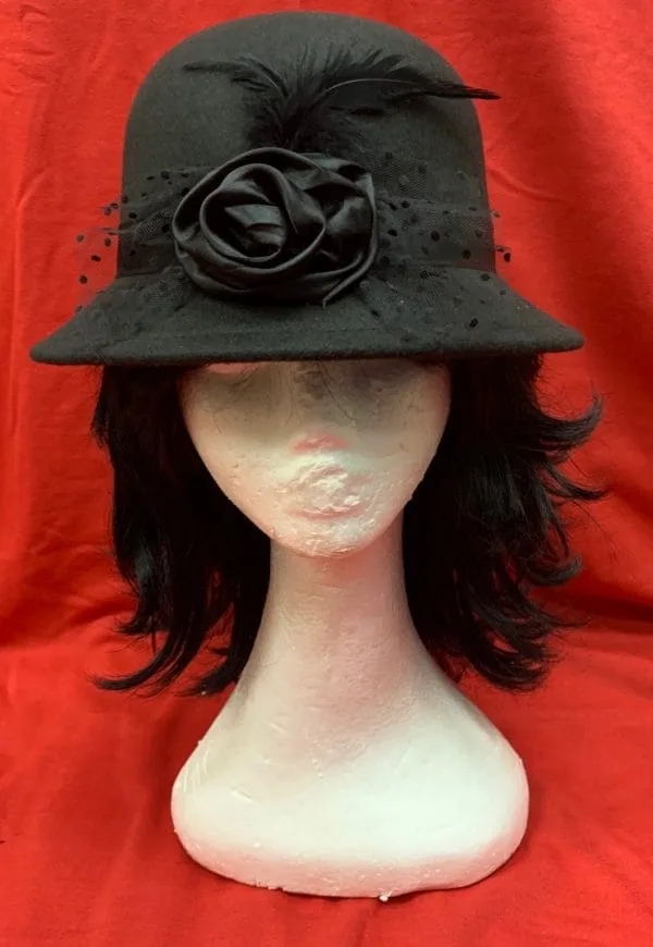 Retro Women Bucket Cap Ladies Flower 1920's Cloche Bowler Hat Winter - image cloche-600x870 on https://www.abracadabrafancydress.com.au