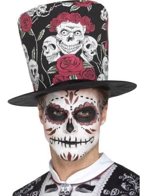 Dalmatian Kit, with Ears on Headband, Tail and Nose - image Day-of-the-Dead-Skull-Rose-Top-Hat-300x400 on https://www.abracadabrafancydress.com.au