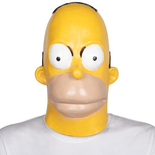 Homer Simpson Latex Mask Over Head Fancy Dress Costume The Simpsons Character Abracadabra
