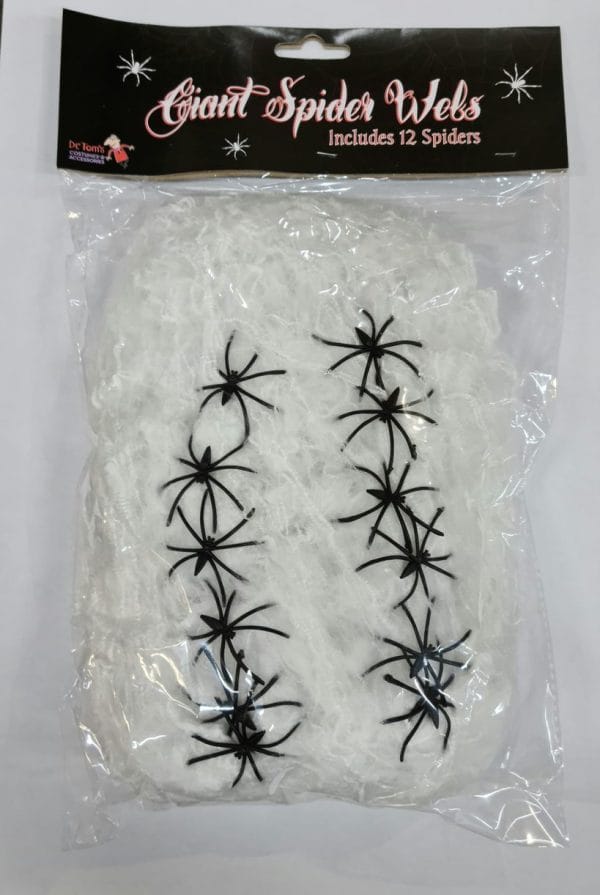 Stretchable Giant Spider Web with 12 Spiders (240g) Pk 1 Halloween Decoration - image thumbnail-600x895 on https://www.abracadabrafancydress.com.au