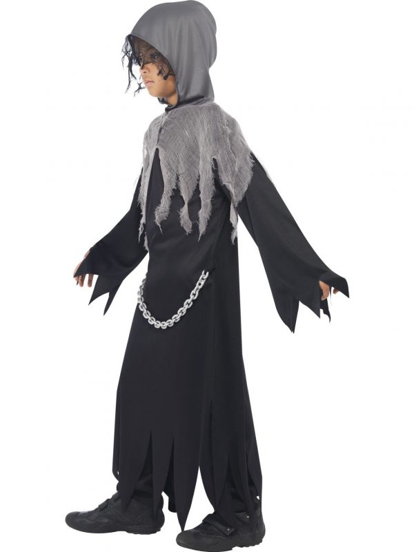 Child Grim Reaper Costume Robe Scream Death Chain Belt Halloween Fancy Dress Up