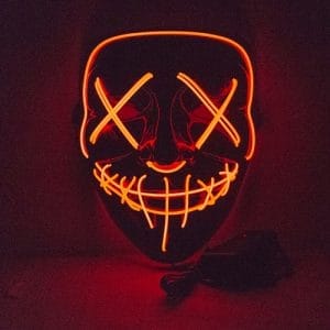 Orange LED Purge Halloween Costume Mask Glow in Dark Light Up Scary Rave Festival