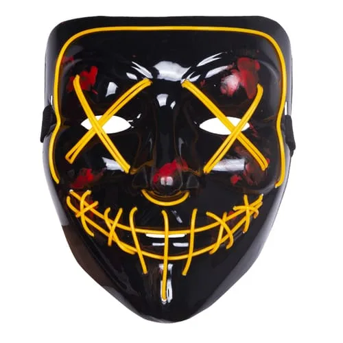 Yellow LED Purge Halloween Costume Mask Glow in Dark Light Up Scary Rave Festival