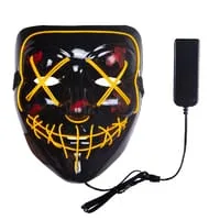 Yellow LED Purge Halloween Costume Mask Glow in Dark Light Up Scary Rave Festival