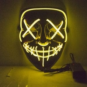 Yellow LED Purge Halloween Costume Mask Glow in Dark Light Up Scary Rave Festival