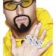 3 in 1 Dollar Rapper Ring Pimp Gangster Ali G Dress Up Costume Jewellery Silver