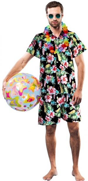 Aloha Hawaiian Man Hawaii Beach Luau Men Fancy Dress Costume Shirt Shorts