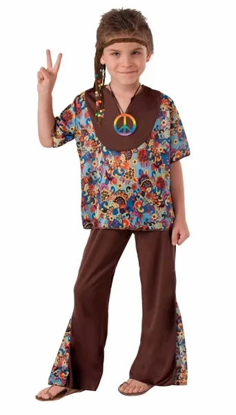 Hippie Boy Hippy Flower Child 1960's 60s 1970s Costume Retro Groovy Fancy Dress