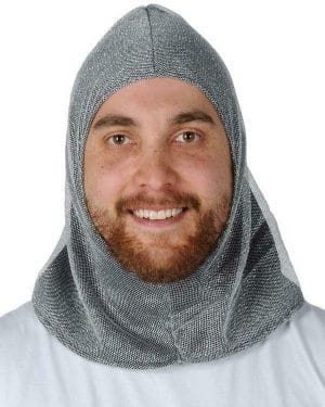 Medieval Knight Chain Mail Fabric Helmet Costume Gladiator Soldier Renaissance