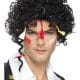 80s Adam Ant Ants Wig Romantic Black Curly Rock Fancy Dress Up Costume 1980's