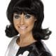 60s Black Flick-Up Wig 1960's Mod Go Go Short Retro 70s Hairspray Costume