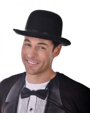 Deluxe Bowler Hat Derby Felt Black Charlie Chaplin 50s Fancy Dress Up Costume