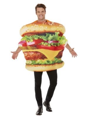 Burger Man Costume Hamburger Stag Night Fast Food Buck's Fancy Dress Party