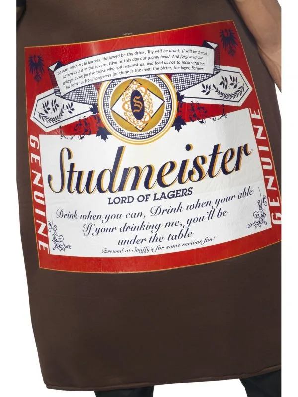 Studmeister Beer Bottle Lager Oktoberfest Fancy Dress Stag Buck's Party Costume