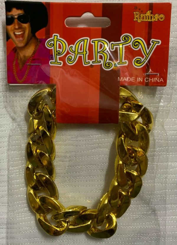 Large Links Chunky Gold Bracelet Pimp Gangster Hip Hop Mr. T Costume Jewellery