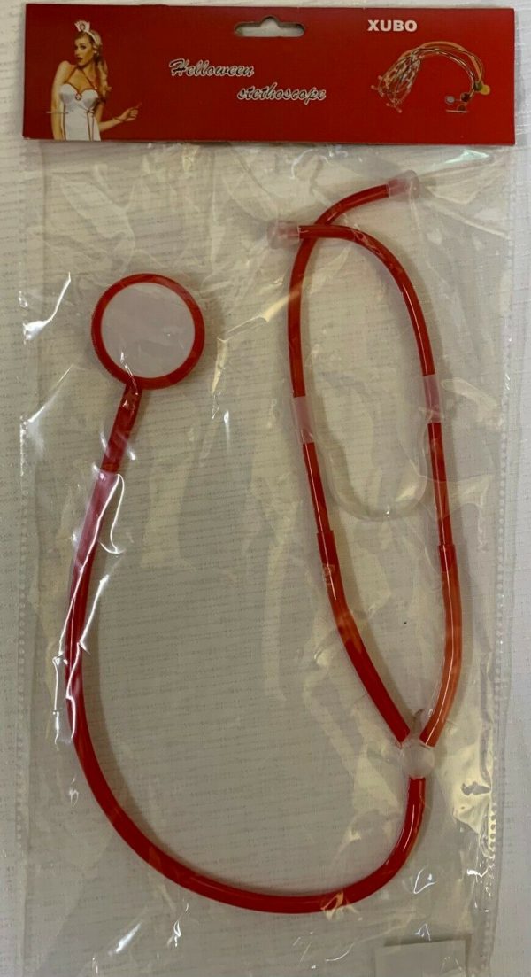 Plastic Red Stethoscope Doctor Hospital Costume Accessory Nurse Surgeon Prop