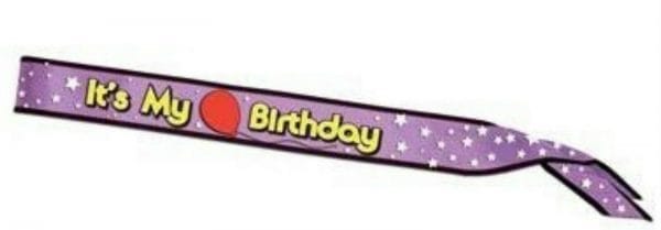 It's My Birthday Purple Satin Sash Its Fancy Dress Costume Party Accessory 33"