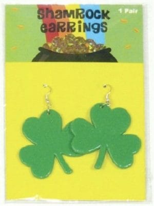 Shamrock Pierced Earrings Irish St Patrick Clover Costume Jewellery Dress Up
