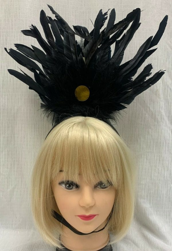 Burlesque Headband 1920's Black Flapper Showgirl Dancer Can Can Vegas Costume