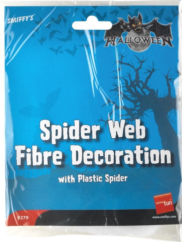 Spider Web Fibre Decoration With Plastic Spider