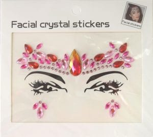 Diamante Rhinestone Face Jewels Glitter Stickers - Red Face Jewels