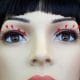 Eyelashes - Feather Tip Red Black Mardi Gras