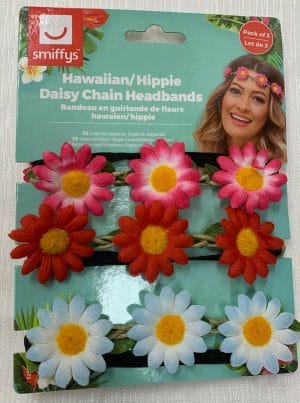 Hawaiian 60's Hippie Festival Daisy Chain Flower Headband Costume Accessory 3pk