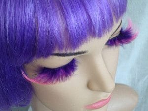 Eyelashes - Pink and Purple Feather Mardi Gras