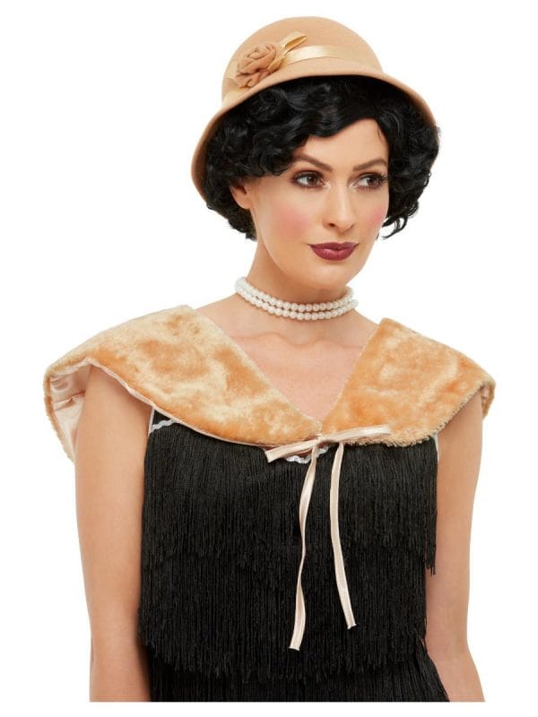 1920s Instant Kit Felt Hat Cloche and Faux Fur Stole Ladies Flapper Gatsby Retro