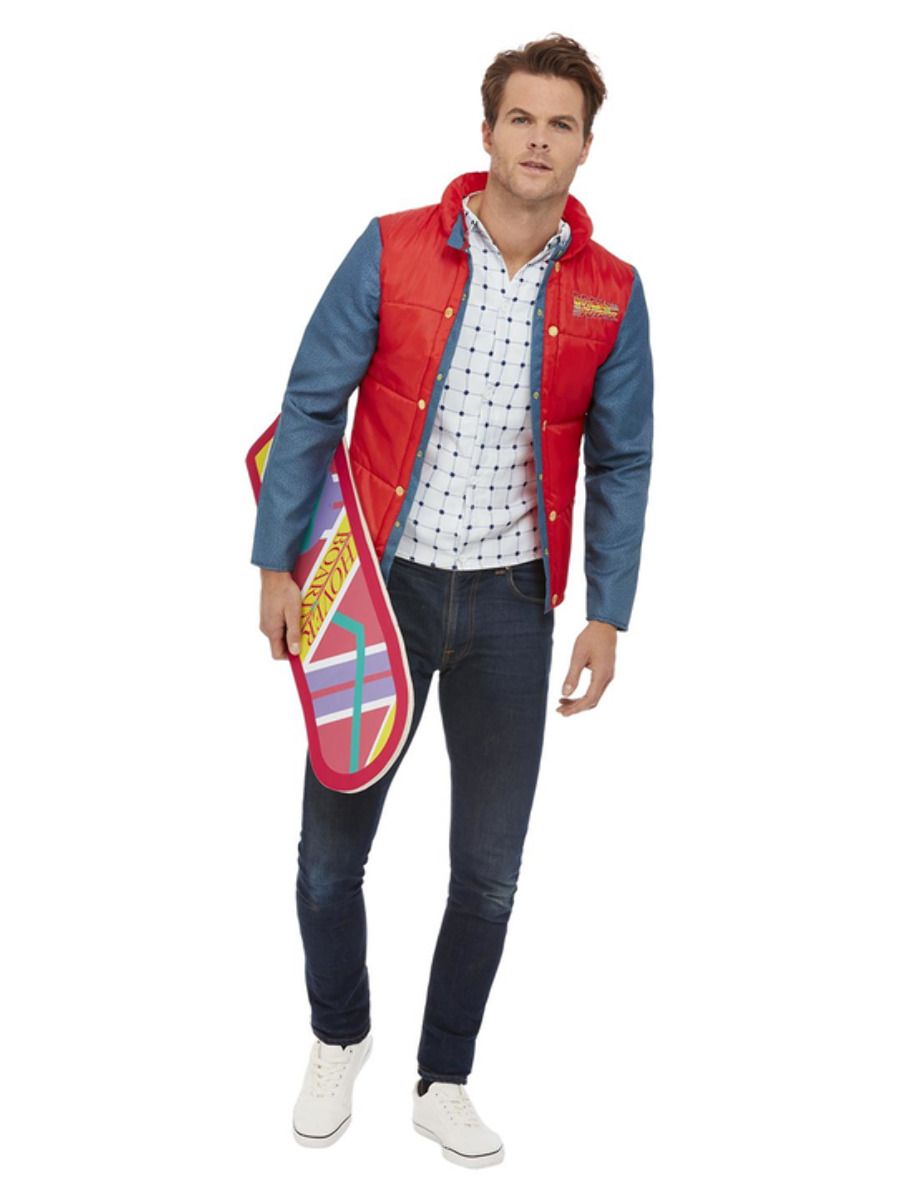 Back to the Future Marty McFly Costume Gilet (Jacket) Mock Shirt &  Hoverboard - Abracadabra Fancy Dress