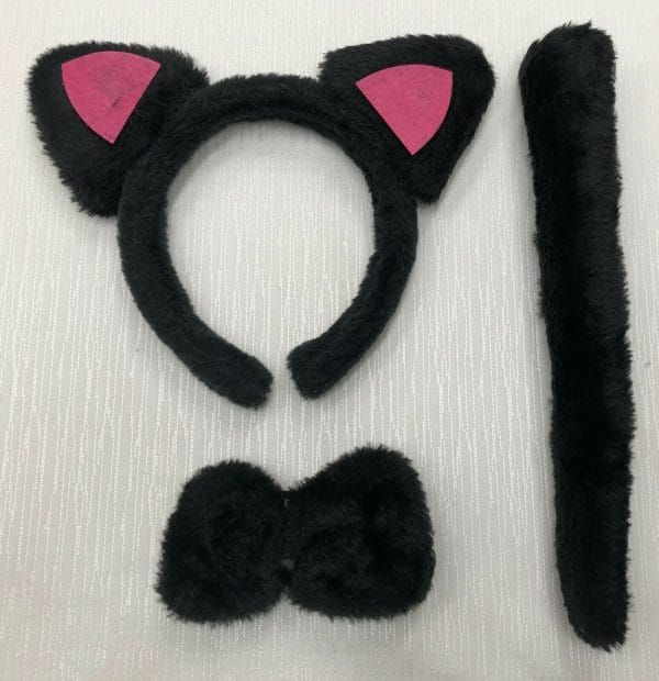 Cat Set Tail Ears & Bow Tie Animal Kit Bookweek Adult Kids Costume Dress Up
