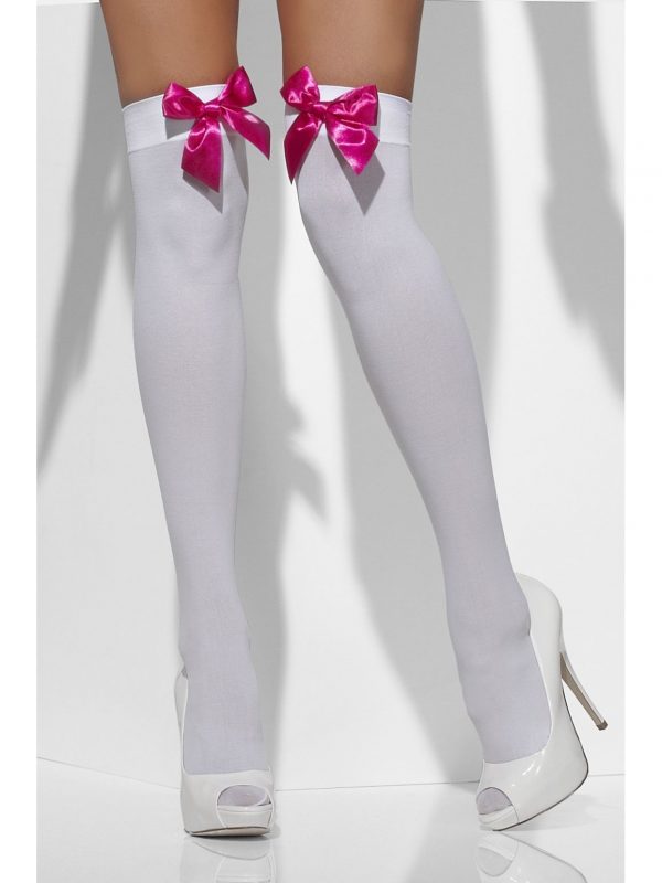 Thigh Highs with Hot Pink Fuchsia Bows Stockings Tights