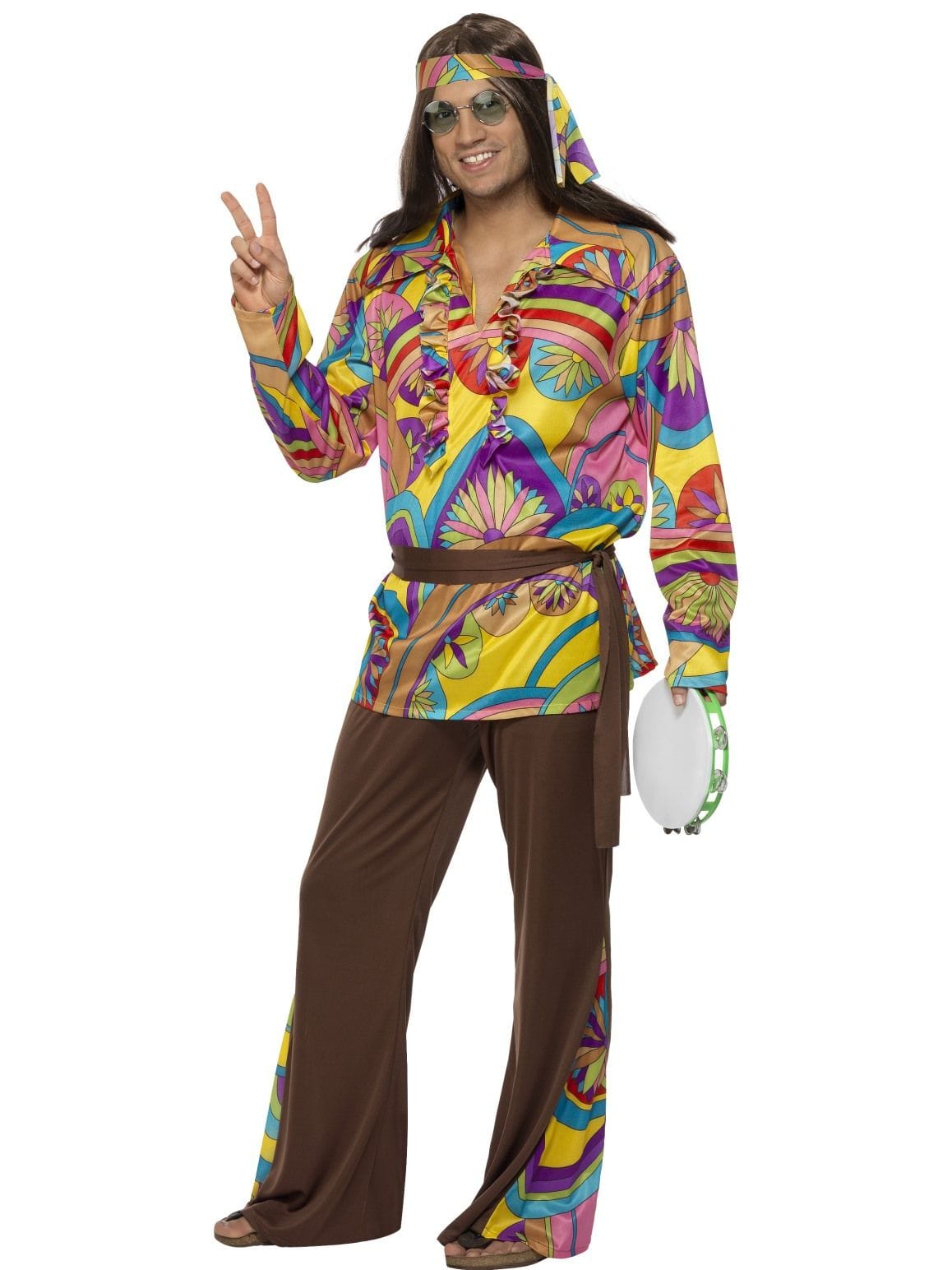 Psychedelic Hippie Costume Mens Hippy Retro 60s 70s Disco Woodstock -  Abracadabra Fancy Dress