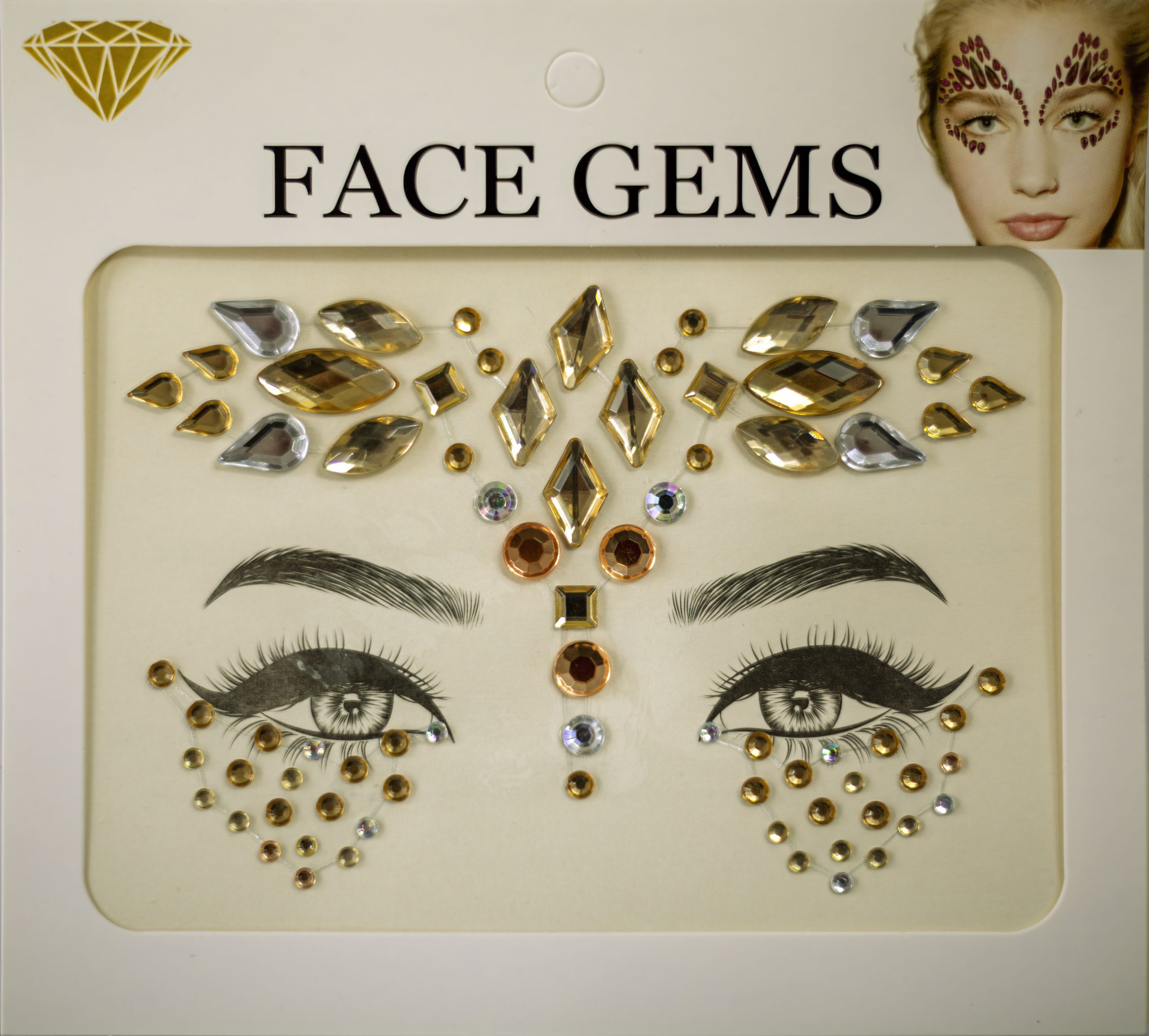Diamante Rhinestone Face Jewels Glitter Stickers - Gold and Silver Face  Jewels