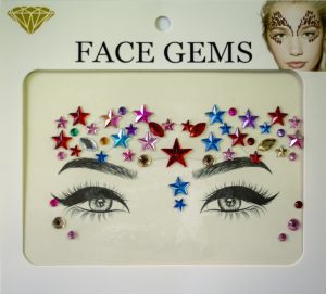 Diamante Rhinestone Face Jewels Glitter Stickers - Green And Silver Coloured Face Jewels - image BS19-300x271 on https://www.abracadabrafancydress.com.au