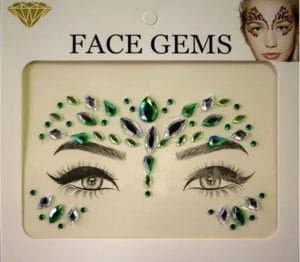 Diamante Rhinestone Face Jewels Glitter Stickers - Green And Silver Coloured Face Jewels - image IMG_3888-300x262 on https://www.abracadabrafancydress.com.au