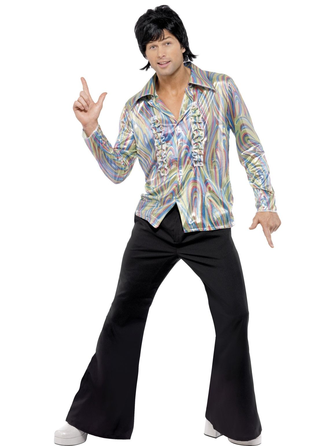 Psychedelic Shirt Retro Disco Flares Costume Mens Hippy 60s 70s ...