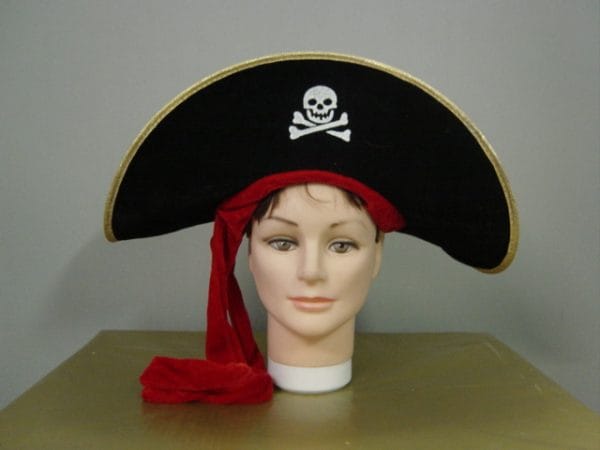 Pirate Hat Black with Gold and Red Trim - image HATPRIB-600x450 on https://www.abracadabrafancydress.com.au