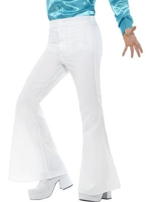 White Flared Pants Flare Men 70s 1970s Hippie Retro Groovy Disco 60s Trousers Costume - image 48194-300x400 on https://www.abracadabrafancydress.com.au