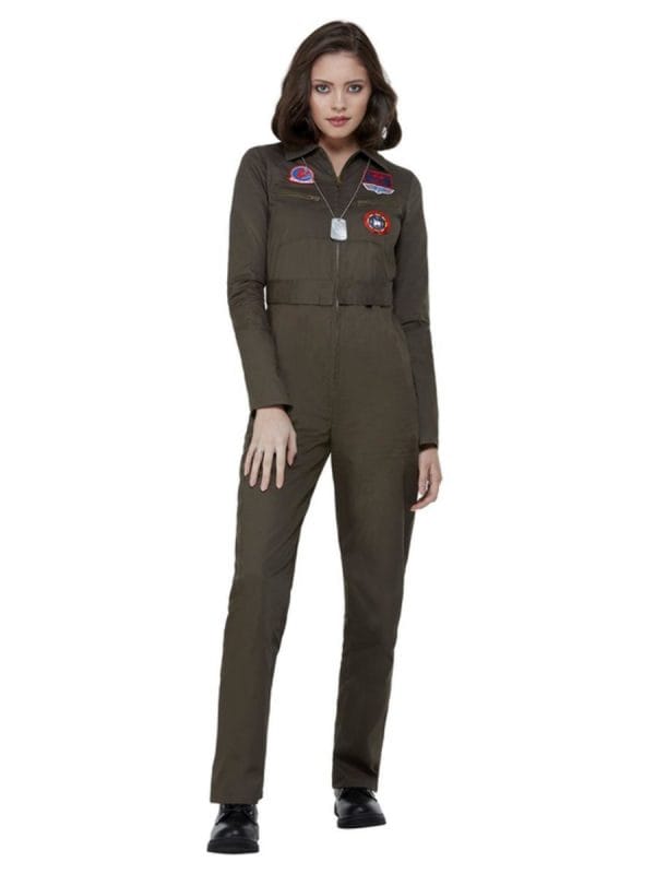 Top Gun Costume Jumpsuit 1980s 80s Military Ladies Pilot Aviator - image 50935-600x800 on https://www.abracadabrafancydress.com.au